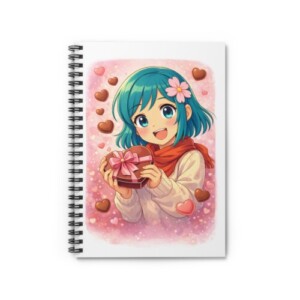 Cute Anime Girl Gift Notebook — Spiral Ruled Journal for Valentine’s Notes & School