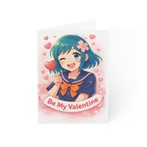 Valentine Anime Girl Greeting Card – "Be My Valentine"